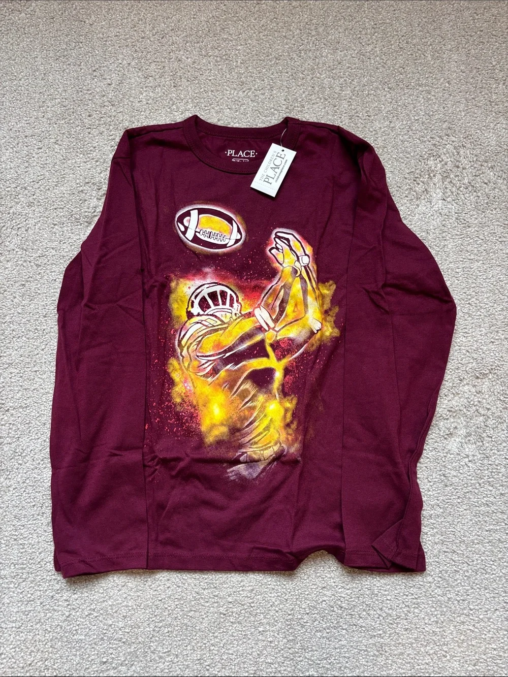 The Children's Place Maroon Tee Football Graphic